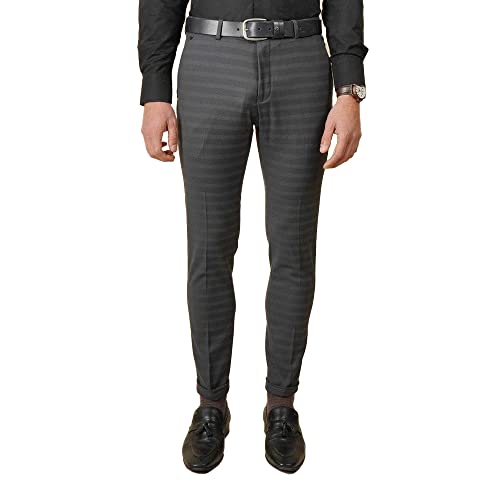 Image of blackberrys Stripes Polyester Viscose Slim Fit Mens Trousers (S22BB45A2IS22F1-P)