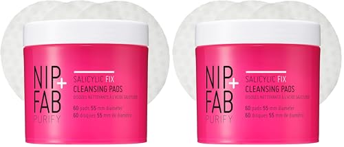 Image of Nip + Fab Saliyclic Fix Night Pads for Face with Hyaluronic Acid, Exfoliating Facial Pad BHA Exfoliant for Skin Hydration Acne Breakouts and Blemishes, 60 Pads, 80 ml (Pack of 2)