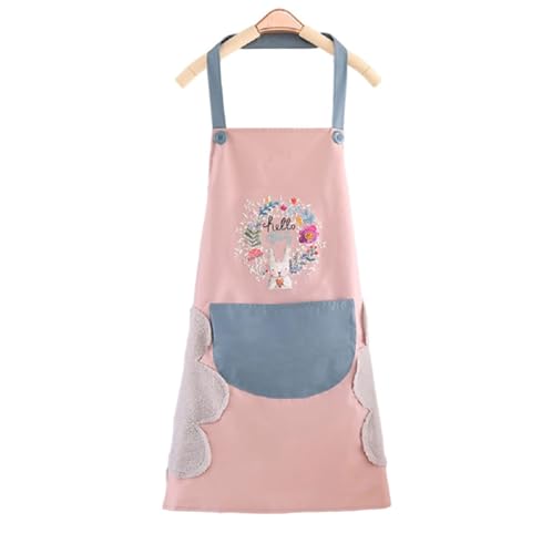 Apron Hand-wiping Design with Large Pocket Women Apron (Pink)