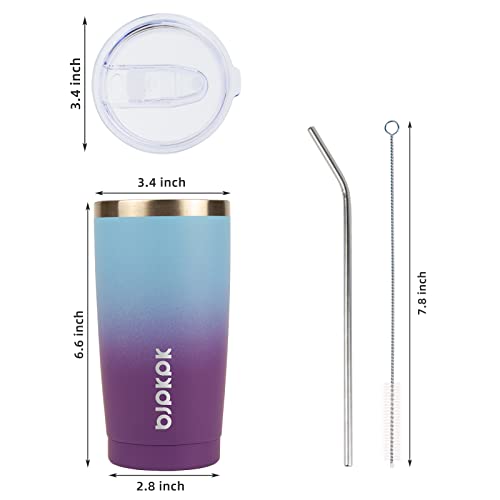 Image of BJPKPK 20oz Coffee Tumbler with Lid & Straw, Insulated Stainless Steel Mug | Double Wall Vacuum, Keeps Hot /Cold, BPA Free, Leak Proof, Iced Coffee Cup Fit Car Holder, Travel & Beach, Ocean Dream