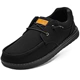 STQ Walking Shoes for Men with Arch Support Slip on Loafers Plantar Fasciitis Relief Breeze Shoes All Black Size 11