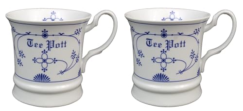 2er Set Porzellan Becher Indisch Blau - Tee Pott - Kapitänsbecher...