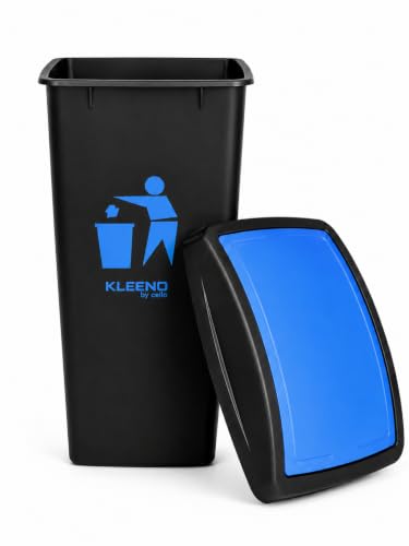 Image of Cello Plastic Garbage Swing-Lid Dustbin 48 Ltr, Black-Blue