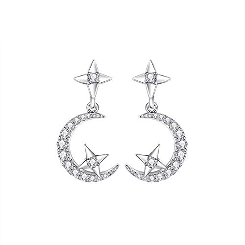 LSLYTQ 925 925 Jewelry Earrings Moon Star Stud Earrings For Women Jewelry Earrings
