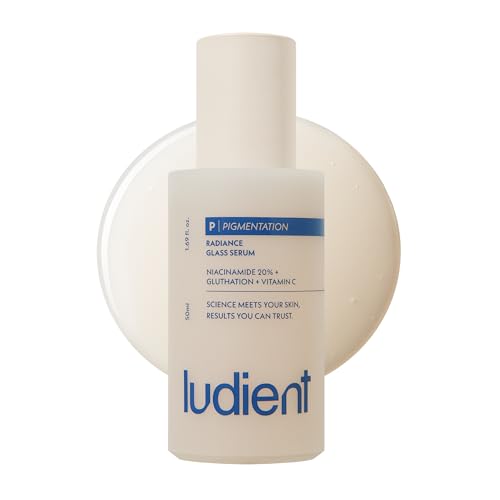 ludient Radiance Glass Serum - 20% Niacinamide & Glutathione, Vitamin C Serum Korean for Dark Spots, Even Skin Tone & Glass Skin (1.69 fl oz)