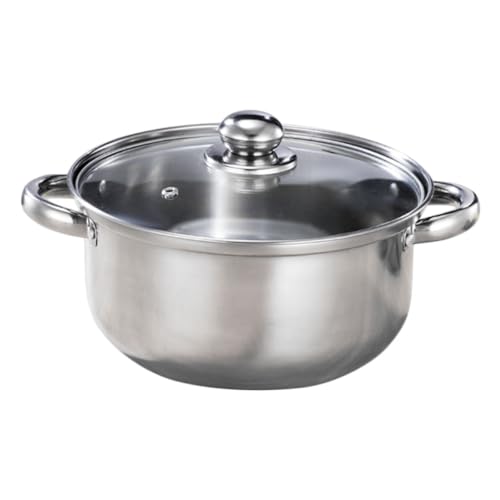 TOYZFRIENDY Olla de Acero Inoxidable con Tapa de Vidrio Cazo Resistente la Corrosión para Cocina de Gas y Eléctrica Sartén Práctico para Uso Diario