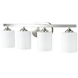 NEOUS Bathroom Vanity Light, 4 Light Brushed Nickel Wall Sconce Lighting with White Glass Shades, UL...