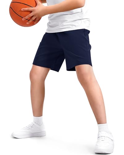 Image of Somaibo Boys Athletic Shorts Kids Quick Dry Basketball Soccer Running Sports Gym Active Performance Shorts with Pockets