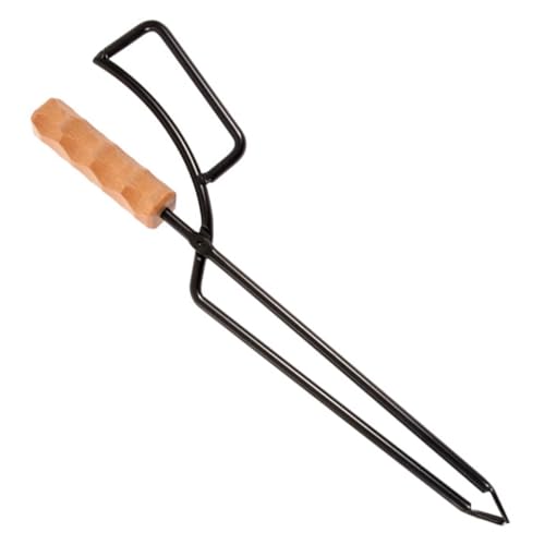 ABOOFAN Pinza per Barbecue da Esterno Manico in Legno, Pinza per Falò Allungata in Ferro Resistente, Attrezzo Multiuso per Caminetti, Grigliate e Campeggio