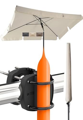 4smile Sonnenschirm Balkon SunnyShade - Sonnenschutz Balkon 3-in-1 SET, Beige - UPF 50+ Sonnenschirm rechteckig 200 x 125 cm + Sonnenschirmhalter Balkongeländer + Sonnenschirmhülle