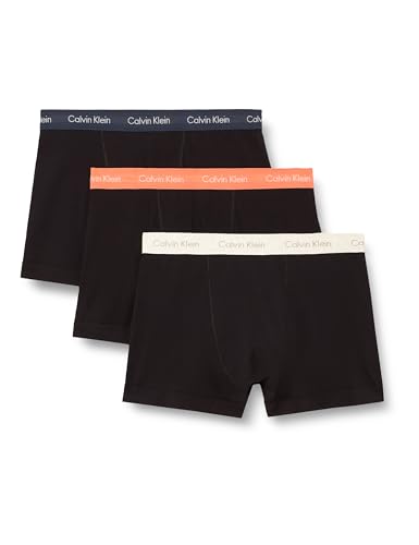 Calvin Klein Herren 3er Pack Boxershorts Trunks Unterwäsche, Mehrfarbig (Black Bodies W/Ink/Coral Pop/Snow), XL