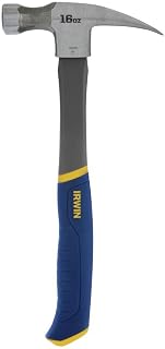 IRWIN 16 oz Fiberglass Claw Hammer - Forged Steel Head, Pro-Touch Grip for Comfort & Durability