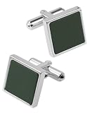 [タバラット] カフスボタン カフス メンズ 本革 日本製 真鍮 カフリンクス (ダークグリーン)