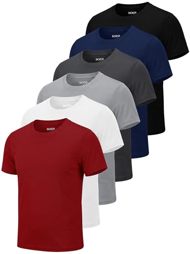 HXP 6 Pack Boys Mesh Athletic Shirts Youth Kids Dry-Fit T-Shirts Boys Activewear Short Sleeve Clothes for Kids Teens Color A 9-10Y