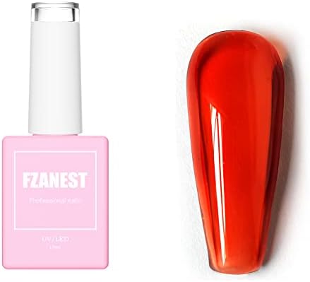 FZANZEST Jelly Amber Gel Nail Polish Wine Burgundy Red Brown Gray Yellow Orange Translucent Fall Autumn Designs Manicure(Craystal Red)