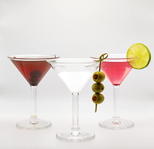 Double 6 - Acrylic Martini Glasses Reusable Set Of 6-6 Oz. - Shatterproof & Durable - Bpa Free - Great For Margaritas, Cosmopolitan, For Home, Picnic, Outdoor And Pool Parties #TOP6
