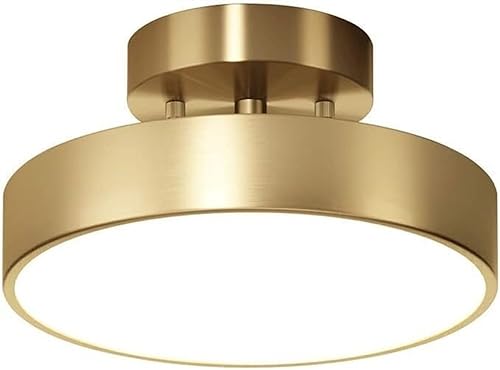 VUCICA Lampada da soffitto in Ottone Spazzolato Stile retrò Plafoniera da Incasso Semi-Incasso Facile da Pulire Plafoniere Dimmerabile 3 Temperature di Colore Plafoniera Luci for corridoio d'ingresso