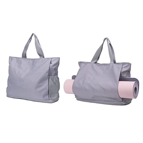 Women Yoga Tote Carrier Gym Bag - Waterproof Yoga Mat Holder Bag Wet Zipper Pocket for Swimming Casual Overnight Weekender