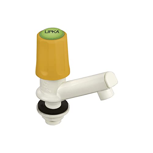 Image of LIPKA Grand Pillar Tap Faucet | PTMT Water Tap | Ivory /Yellow Color | Plastic, Polished