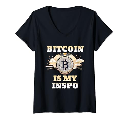 Bitcoin es mi Inspo Inspiration Hustle Trade Blockchain Coin Camiseta Cuello V