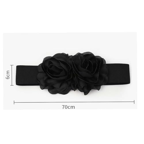 Women's Big Flower Stretchy Belt Elastic Wide Chunky Waistband Belts Cinch Belts for Dress3
