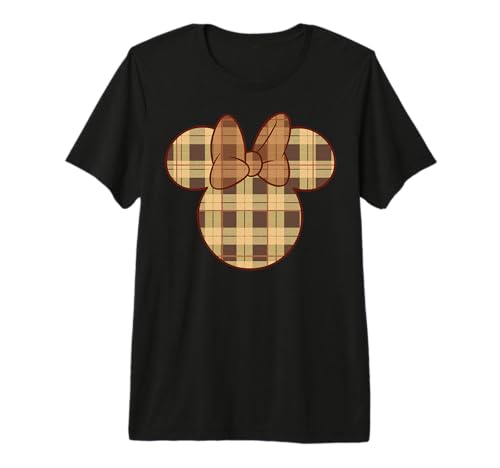 T-shirt Minnie Disney à carreaux d'automne pour femme en coton