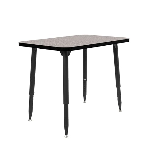 Image of Adapte Commercial Classroom Activity Table - 24 inch x 36 inch Rectangle, ADA Compliant Tapered Legs with Glides & Casters, Adjustable Height 22-34 inch Wheelchair Accessible, School & Office Furniture