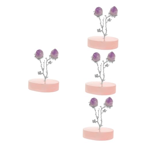 Ciieeo Wohnkultur 4 Stück Kristallknospenbaum Schreibtisch-schmuckstücke Künstlicher Baum Dekorationen Für Zu Hause Wohlstandsstatue Geldbaum-Bonsai Büro Metall Haushalt Zubehör