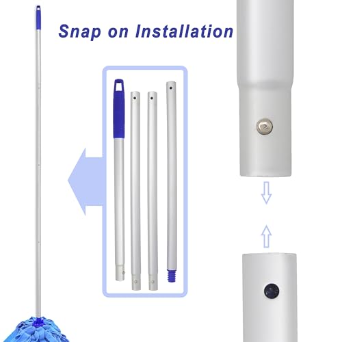 EaseYourDay 4-Section Lightweight Aluminum Alloy Pole Mop Replacement Handle Compatible with All Screw On American Threading System