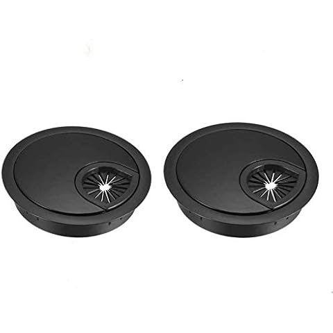 2 Pack Desk Grommet Kit Zinc Alloy Computer Desktop Grommets Wire Organizers Table Cable Cord Round Hole Cover for Home and Office (Ø60mm(2-3/8 Inch), Flat Black) Cover