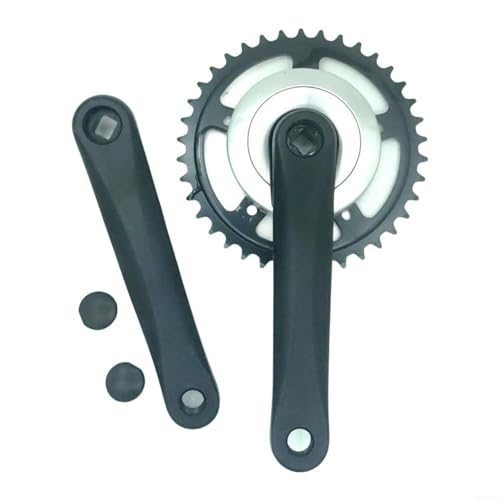 Lapiglo Set di pedivelle in alluminio per corona della bici, 42 denti, 38 denti, 170 mm, quadrate e pieghevoli, per biciclette elettriche (nero+argento 38T)
