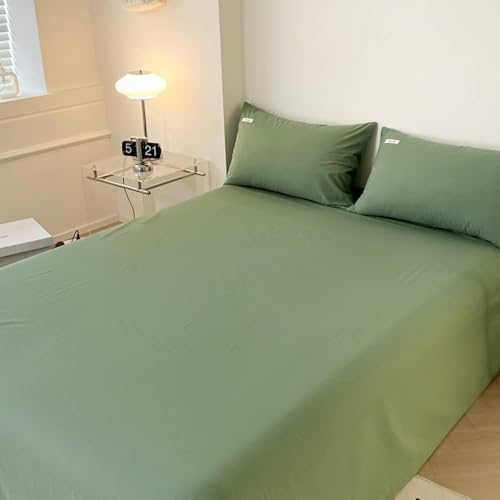 Daesar Sabana Matrimonio,Color Sólido Algodón Sábanas Matrimonio Verde,245 x 270 CM