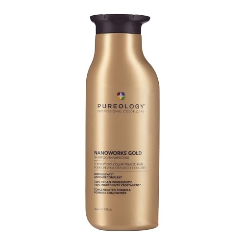 Pureology Nanoworks Gold, Shampoo, For Fine, Very Dry, Colour-Treated Hair, Renews Softness And Shine, Vegan Formulas, Sulphate Free, 266ml