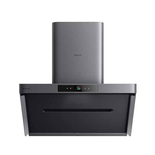 Arspura P1 36 Inch IQV Gray Wall Mount Smart Range Hood,Ultra-quiet Kitchen Vent Hood with 4-speed Gesture Sensing & Touch Control,PM2.5 Real-time Monitoring and LED Lights