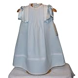 faldon de bebe patron  Faldón en pique canutillo azul con tira bordada blanca, tabla y jaretas. Talla 6/12 meses