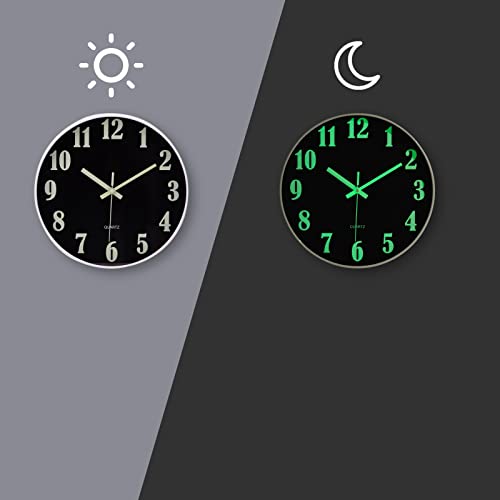 Nesifee 12 Inch Glow In The Dark Wall Clock,Night Light Wall Clock,Silent Non-Ticking, Battery Operated Wall Clocks For For Living Room Kitchen Office Bedroom #TOP4