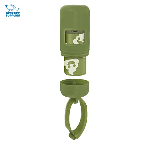 Image of Best Pet Supplies Dog Poop Bag Holder Leash Attachment Reusable Dispenser for Travel, Walking, Park, and Outdoor Use, Durable with Clip-On - Green, Pack of 2