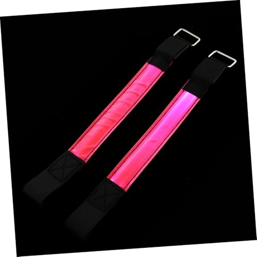 LIOOBO 2個 夜間ランニング用調節可能な軽量ナイロン反射アームバンド 蛍光腕章 夜歩きサイクリング対応 照明腕輪