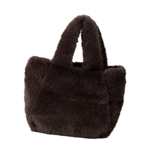 Sac à bandoulière minimaliste en fourrure polaire douce couleur marron café