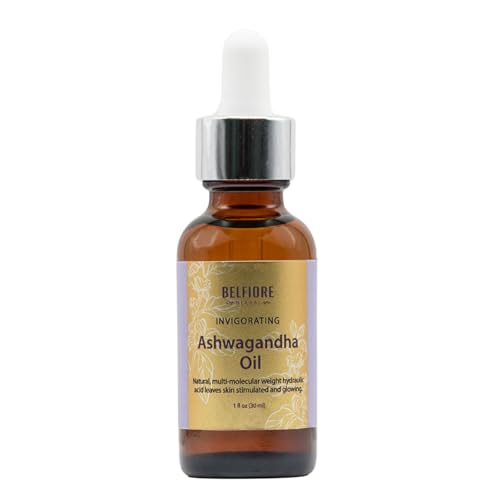 Belfiore Herbal Ashwagandha 100% Pure Natural Organic Oil, Immune Support, Healthy Skin, Collagen Boosting Anti Wrinkle, Vegan non-GMO, 1 ounce