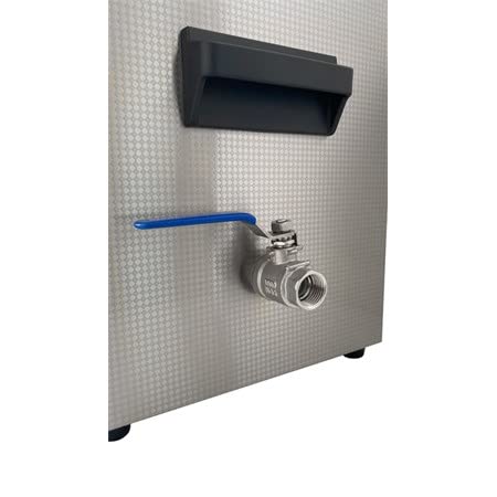 Close-up of the drain valve on the ultrasonic cleaner