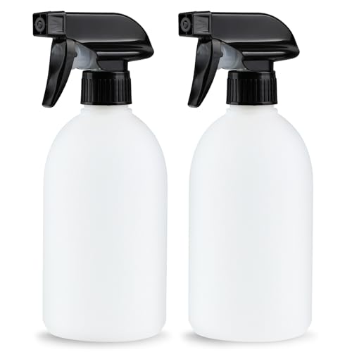 Spray Bottles (16oz/2Pack), HDPE Spray Bottle for Cleaning Solution, Plastic Empty Spray Bottles For Plants, Hairdressing, Training Pet and Diluted Concentrate – Leak Proof, Adjustable Nozzle