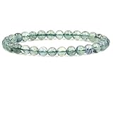 Amandastone Natural A Grade Prehnite 6mm Round Beads Stretch Bracelet 7 Inch