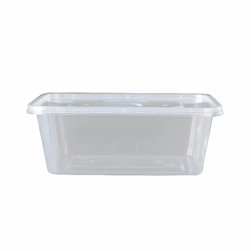 FotoStation 50Pcs Clear Plastic Microwave Containers With Lids - Food Tubs Ideal For Store Leftover Food, Takeaways & Restaurants - Microwavable Meal Prep and BPA Free Freezer Safe (1000ml, Clear)