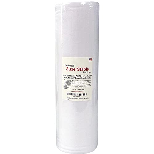 Superpunch Cloud Cover Stitch 14.5 Inch X 25 Yard Roll, Superstable Lightweight Stabilizer Iron On Over The Back Fusible, Iron On Soft Cutaway Stabilizer Embroidery Machines Backing White Made In Usa #TOP21