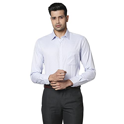 Image of Raymond Men's Pure Cotton Jacquard Pattern Slim Fit Semi Cutaway Collar Full Sleeve Formal Shirt