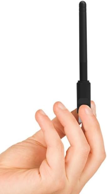 ENVIO USB Wireless WiFi Adapter held in hand, showing its compact size