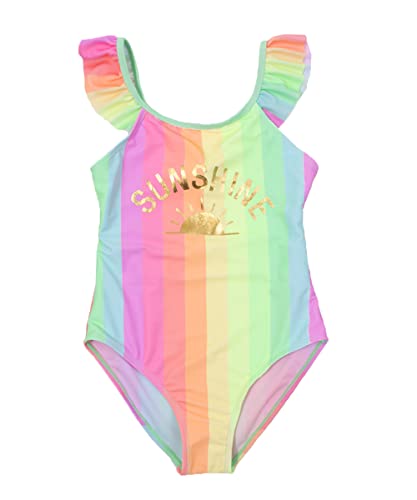 M2C Girls Colorful Stripe Ruffle One Piece Swimsuit 3-4 Rainbow