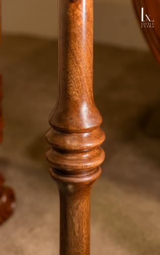 Image of Little eXtra Handcrafted Solid Wood Round Side Table with Brass Base | Wooden Accent Table for Living Room, Bedroom & Sofa Corner | Wood End Table