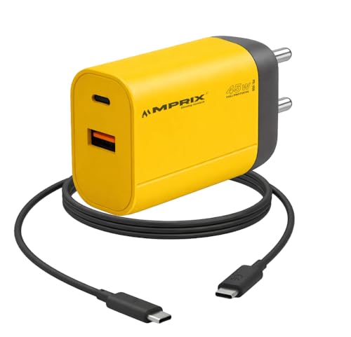 Premium 45W GaN (USB & Type-C) Dual Port Super Fast Charger, Powe...